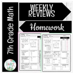 "7th grade math weekly reviews" by The Sassy Math Teacher