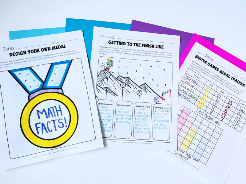an image of three worksheets in the winter sports worksheets