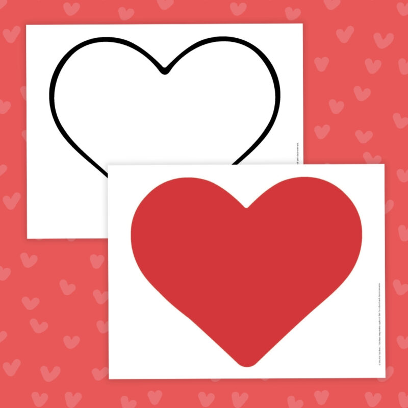 red heart and black and white outline of a heart