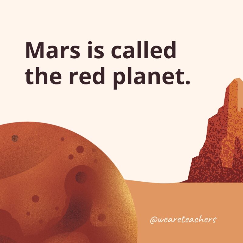 Mars is called the red planet.- facts about Mars