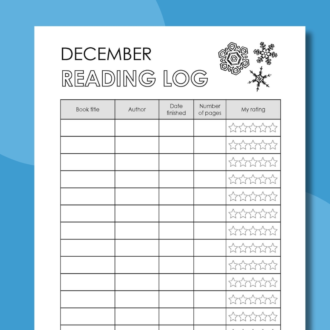 an image of the free December reading log printable