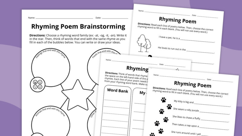 rhyming-poem-2 rhyming poem worksheets bundle of four pages