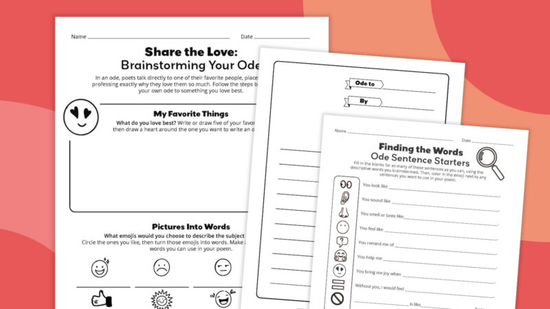 an image of three ode poem template printable worksheets
