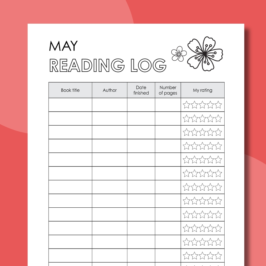 May Reading Log a printable image of a may reading log