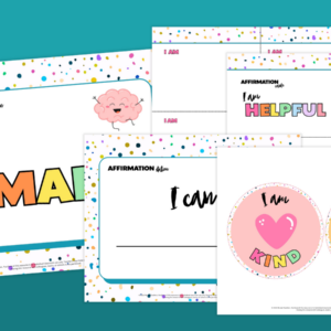 Image of various pages from the Classroom Affirmation Station Kit
