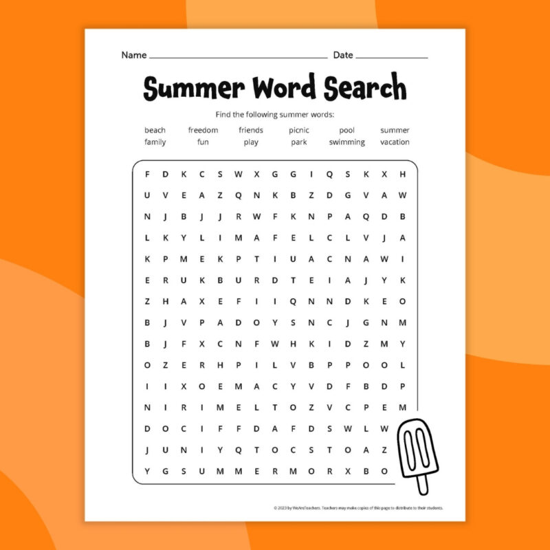 summer word search 