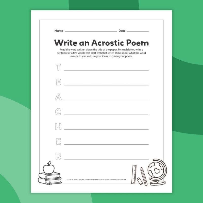 an image of one printable acrostic poem template