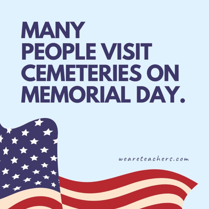 Many people visit cemeteries on Memorial Day.- Memorial Day facts