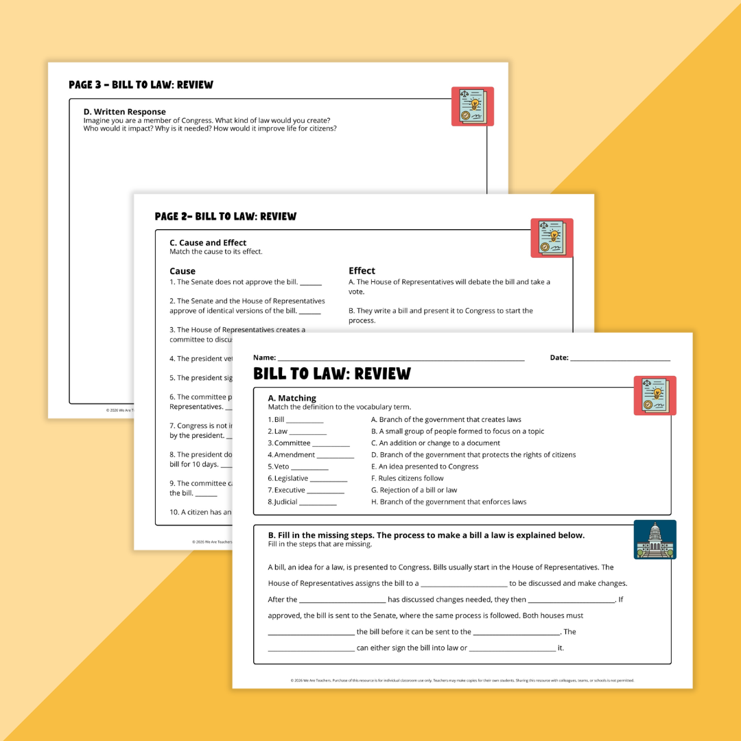 How a Bill Becomes a Law Worksheet & Activity Bundle - Image 6