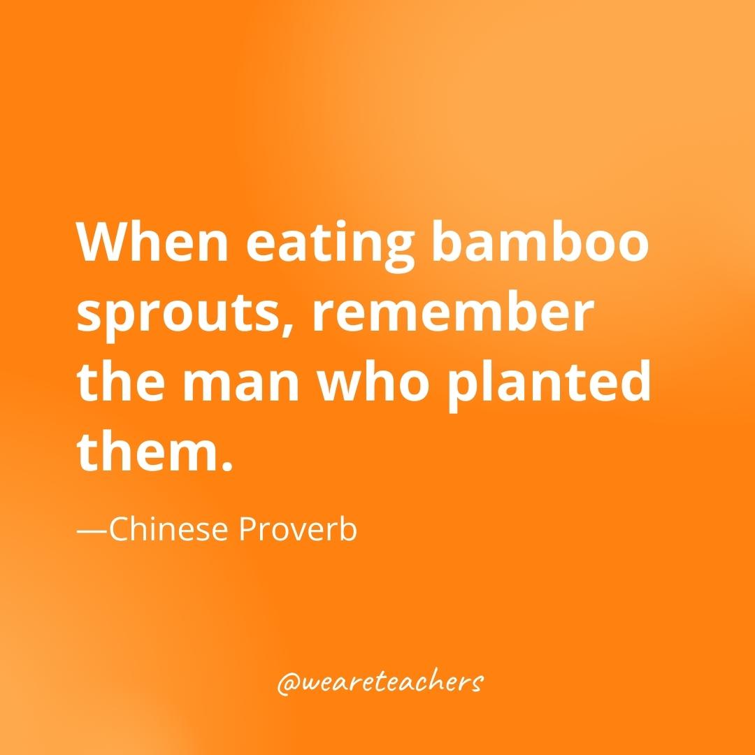 When eating bamboo sprouts, remember the man who planted them. —Chinese Proverb- gratitude quotes