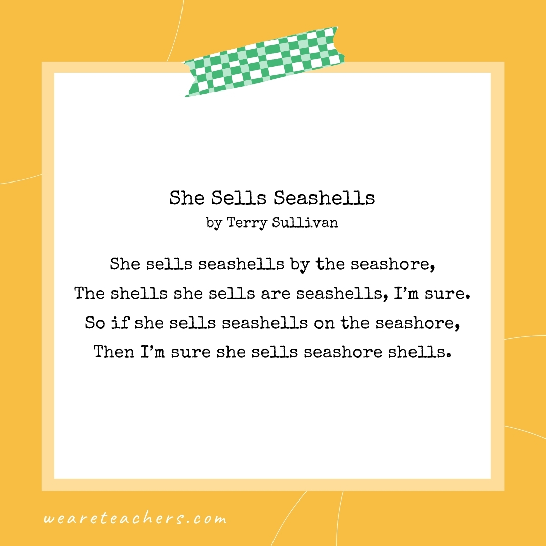 She Sells Seashells by Terry Sullivan- alliteration poems