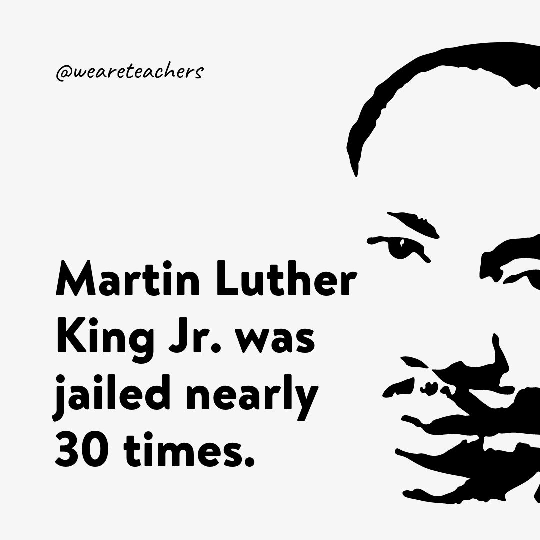 Martin Luther King Jr. was jailed nearly 30 times.- facts about Martin Luther King Jr.