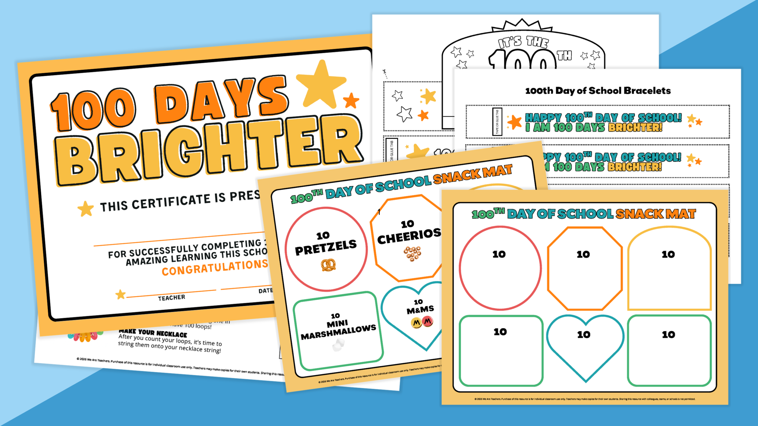 Images from the 100th Day of School Bundle.