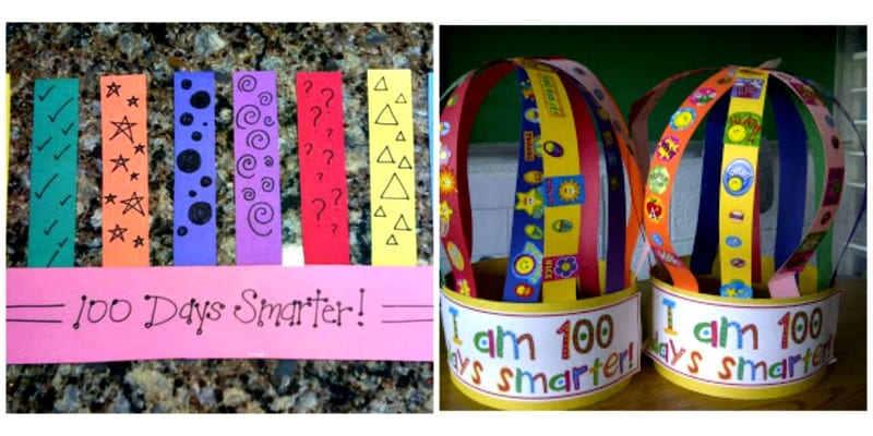 100th Day crowns made with construction paper