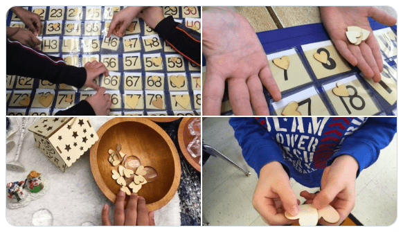 a collage of images showing students on a scavenger hunt