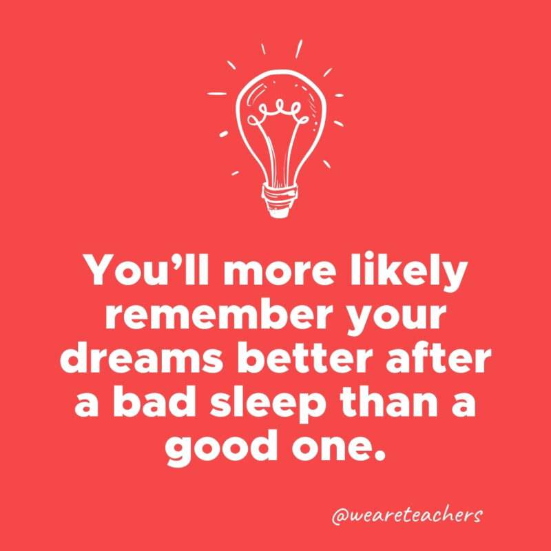 You'll more likely remember your dreams better after a bad sleep than a good one.- weird fun facts