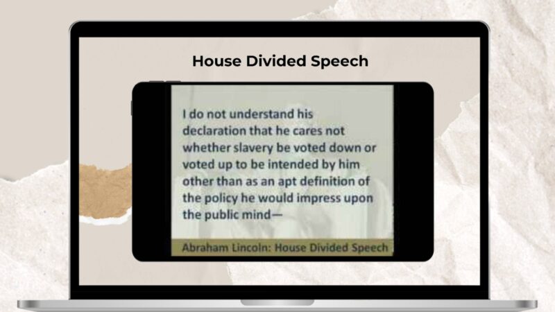 House Divided speech on a tablet screen.