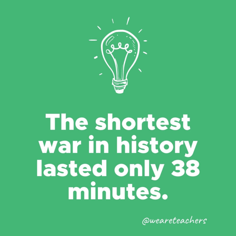 The shortest war in history lasted only 38 minutes. 
