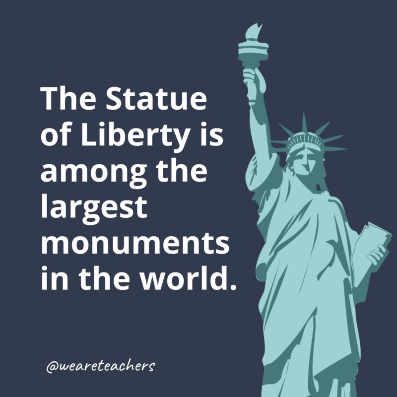 The Statue of Liberty is among the largest monuments in the world.