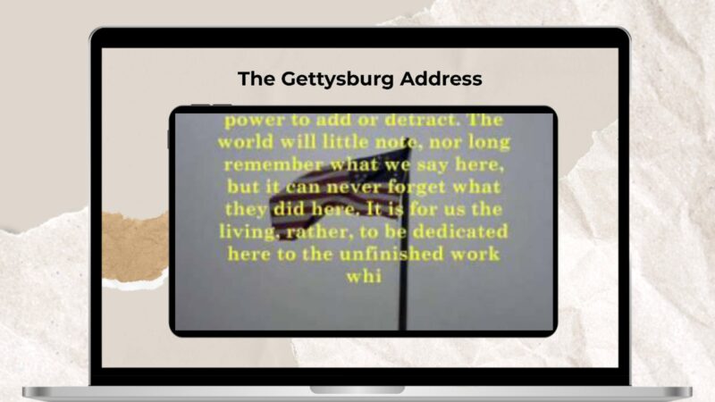 The Gettysburg Address on a tablet screen.