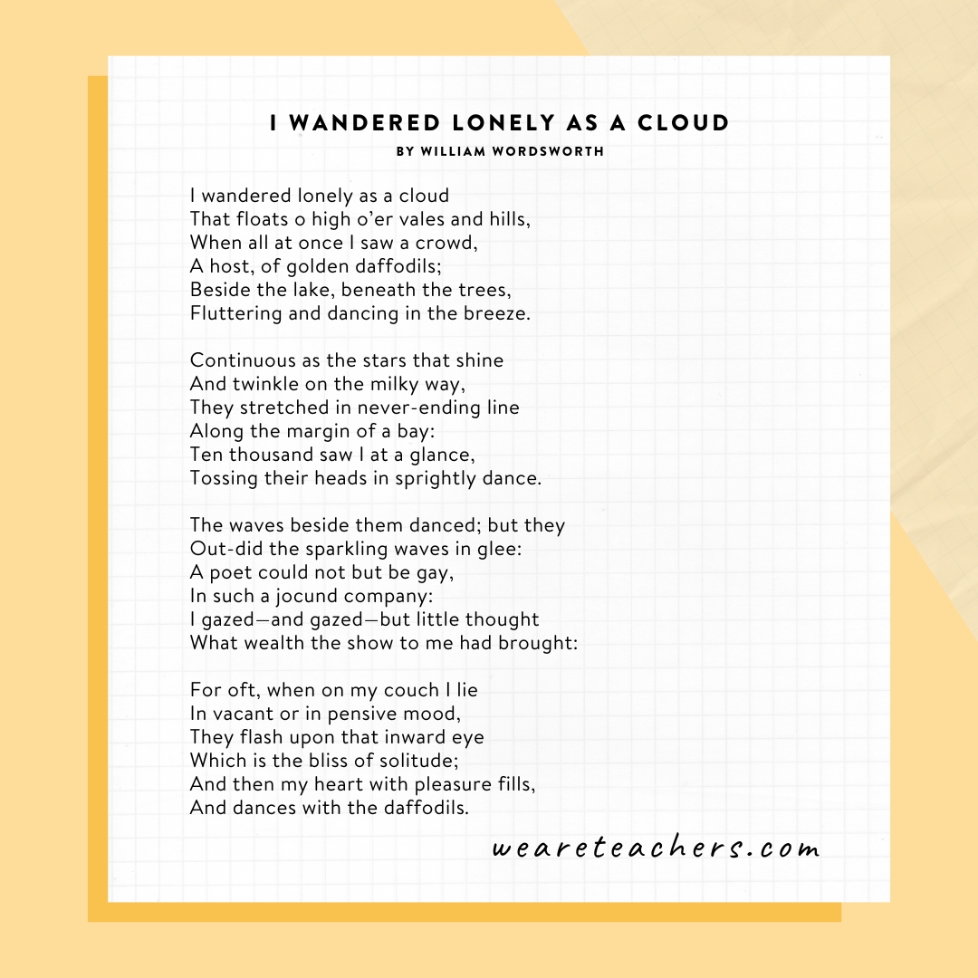 I Wandered Lonely as a Cloud by William Wordsworth