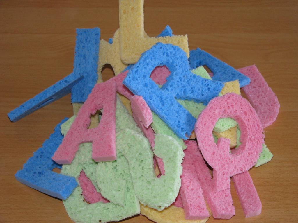 A pile of sponge alphabet letters as an example of alphabet activities