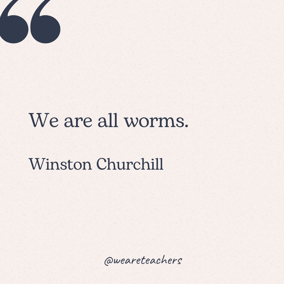 We are all worms. -Winston Churchill