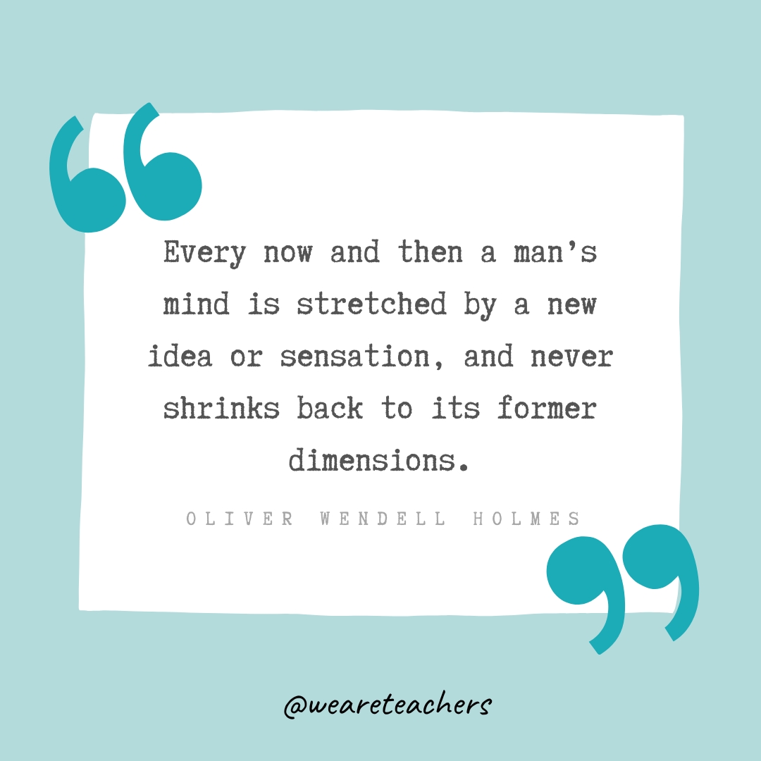 Every now and then a man’s mind is stretched by a new idea or sensation, and never shrinks back to its former dimensions. —Oliver Wendell Holmes