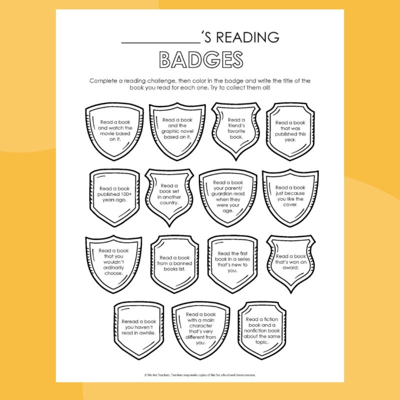 book challenge worksheet