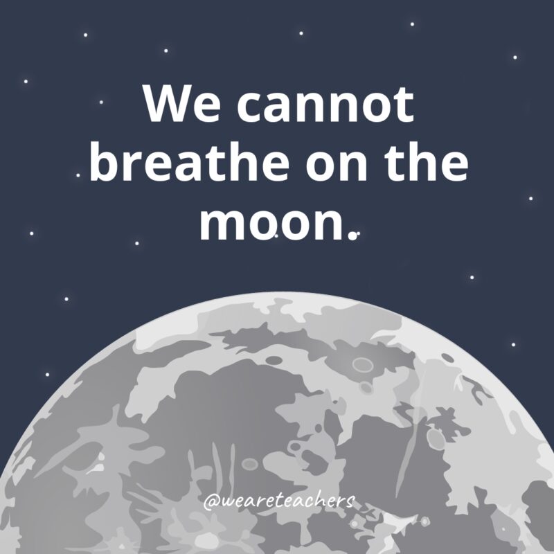 We cannot breathe on the moon as example of facts about the moon. 