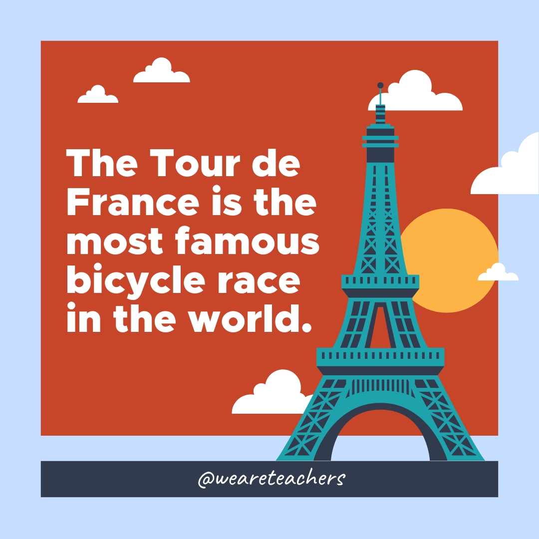 The Tour de France is the most famous bicycle race in the world. - facts about france