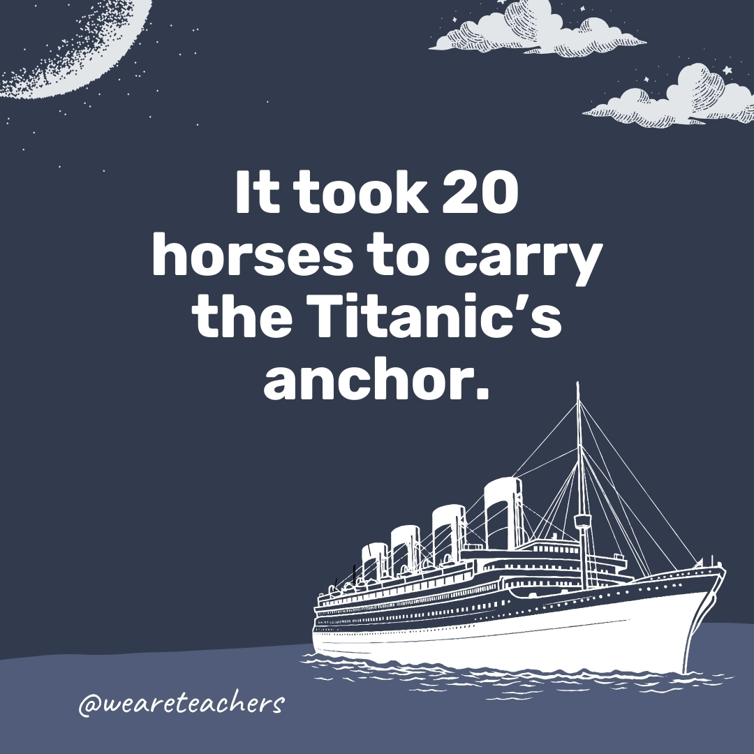 It took 20 horses to carry the Titanic's anchor.- titanic facts