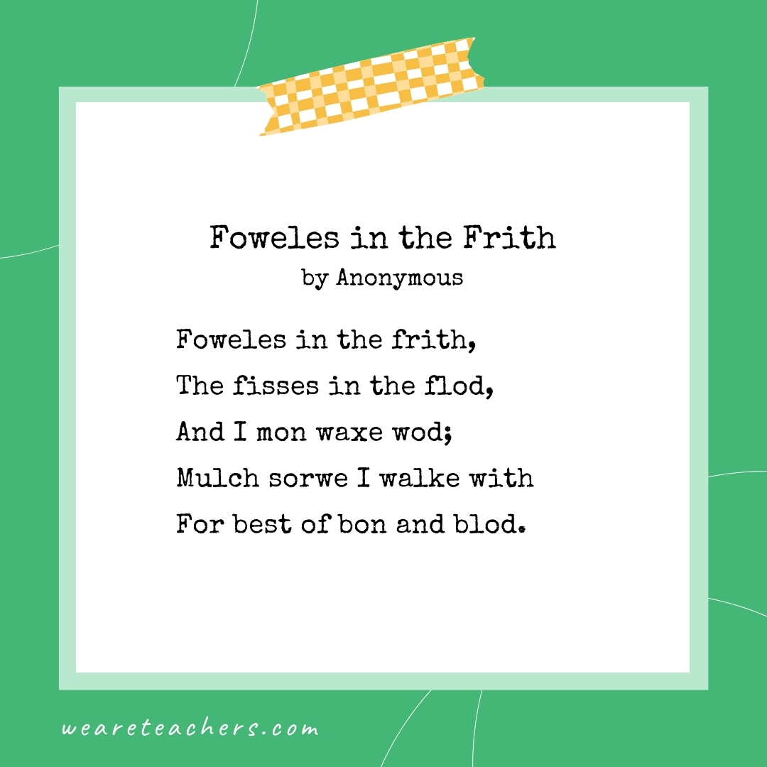 Foweles in the Frith by Anonymous- alliteration poems