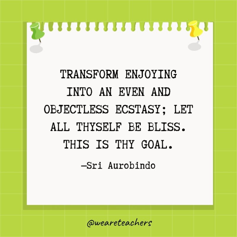 Transform enjoying into an even and objectless ecstasy; let all thyself be bliss. This is thy goal.