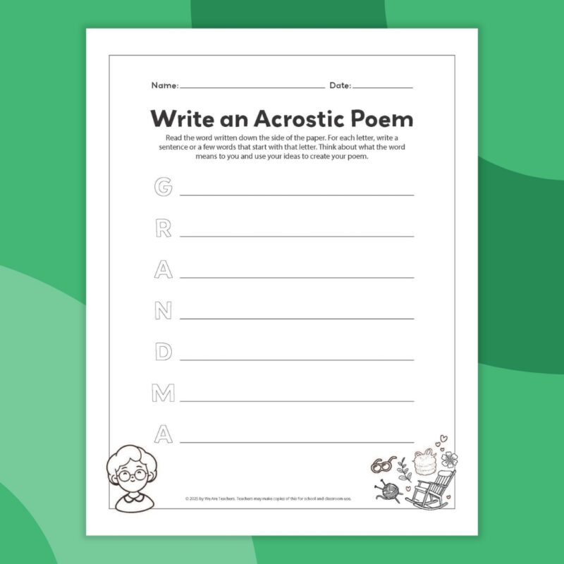 an image of one printable acrostic poem template