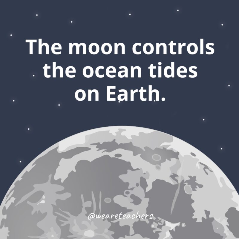 The moon controls the ocean tides on Earth. 