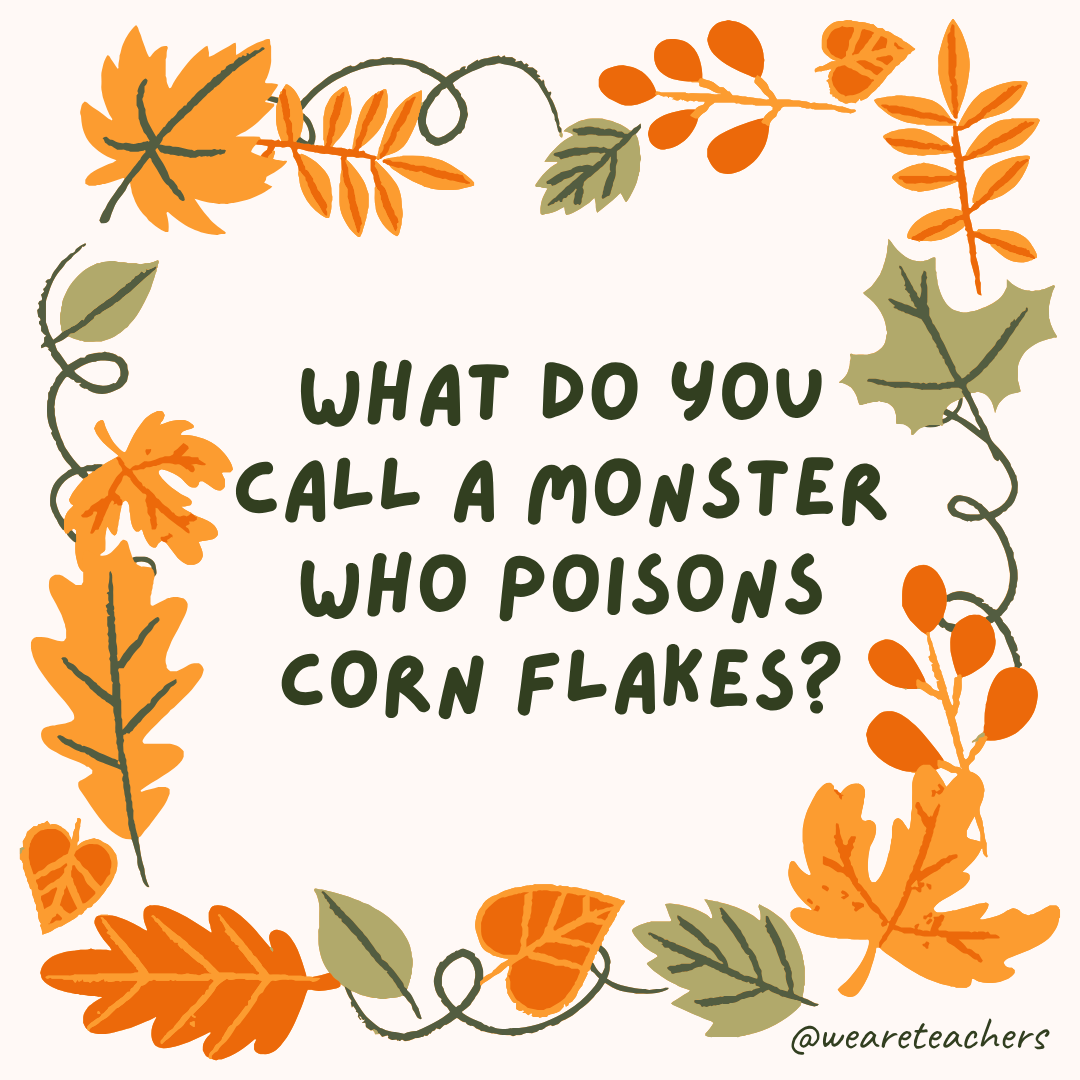 Fall Jokes an image of a fall joke surrounded by fall leaves and vines