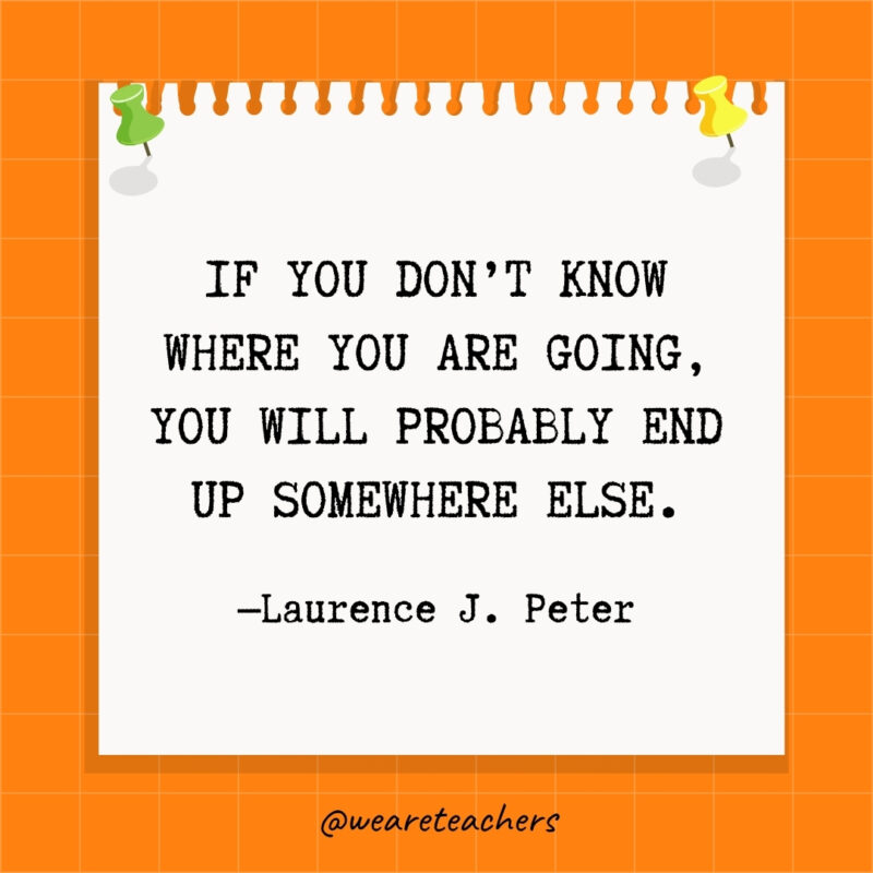 If you don’t know where you are going, you will probably end up somewhere else.