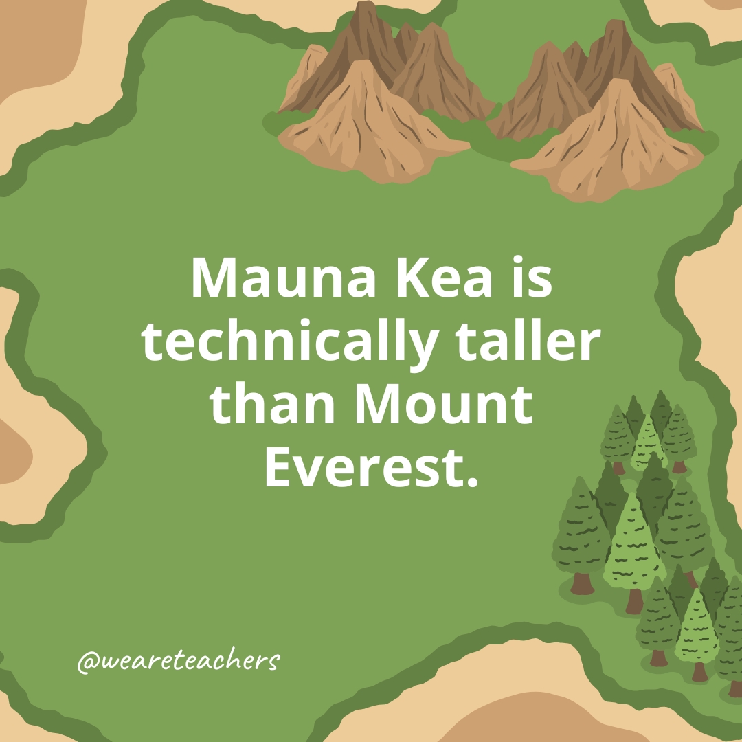 Mauna Kea is technically taller than Mount Everest.- geography facts