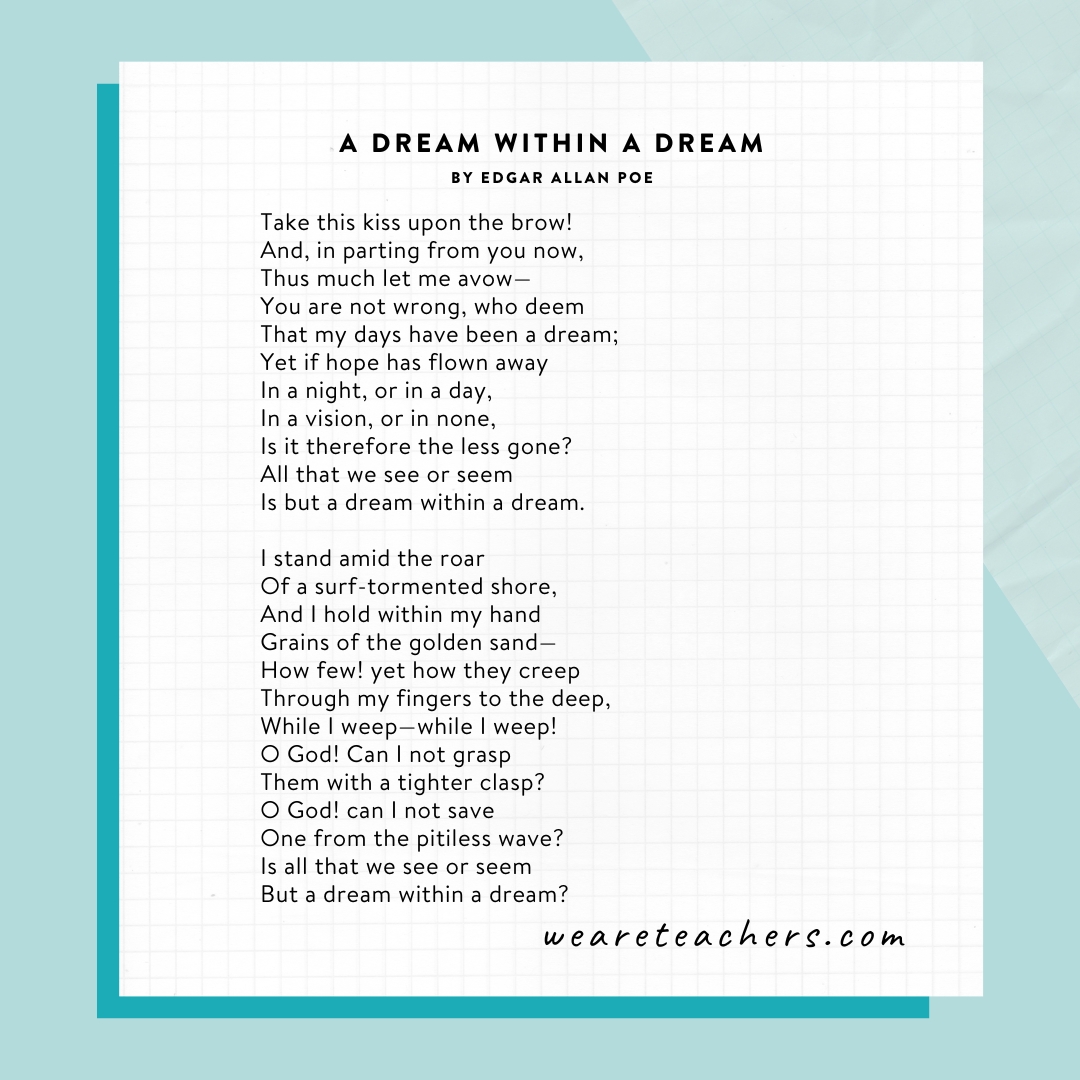 A Dream Within a Dream by Edgar Allan Poe- famous poems