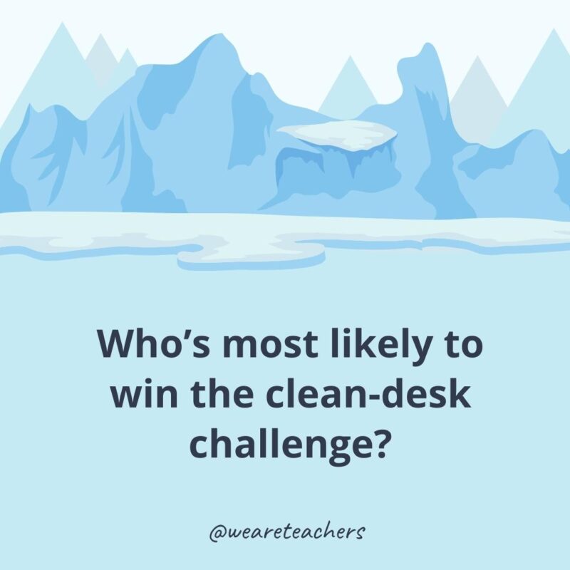 Who’s most likely to win the clean-desk challenge?- ice breaker questions for adults