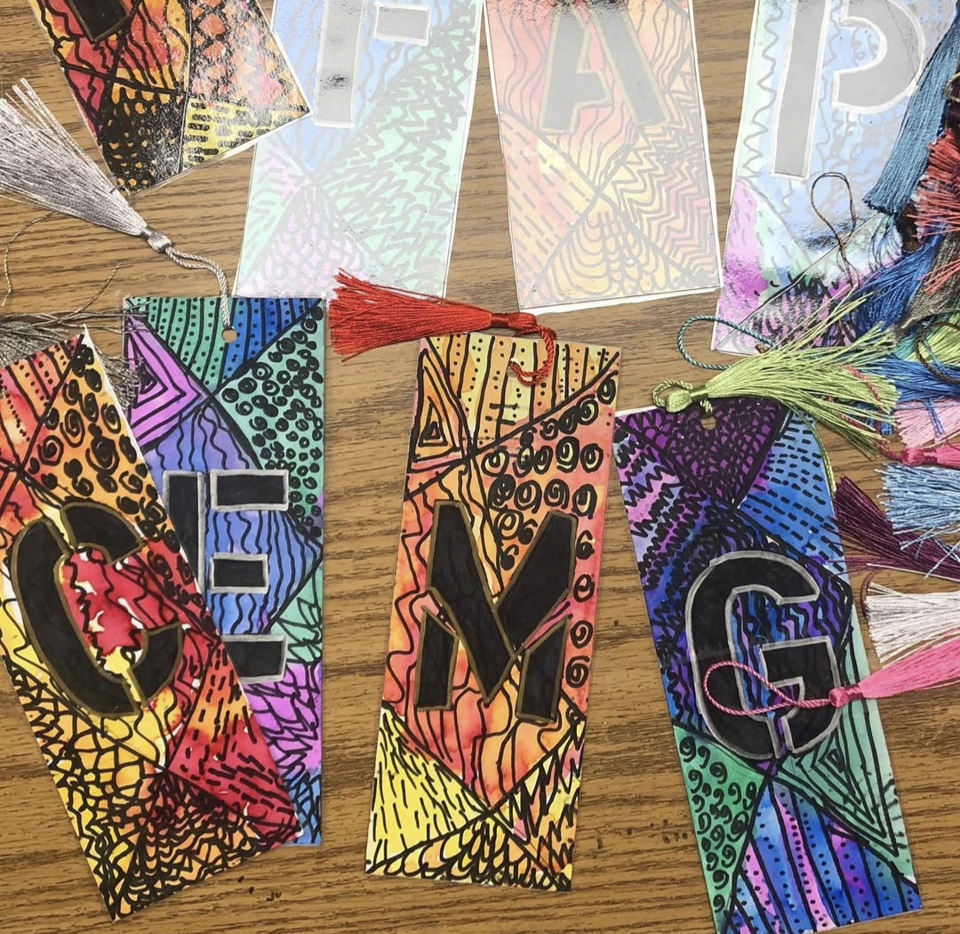 1st grade art project: colorful bookmarks