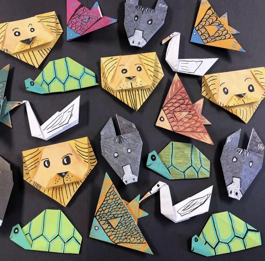 A variety of origami animals