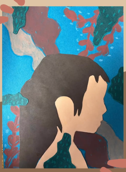 Minimalist self-portrait in paper cutouts