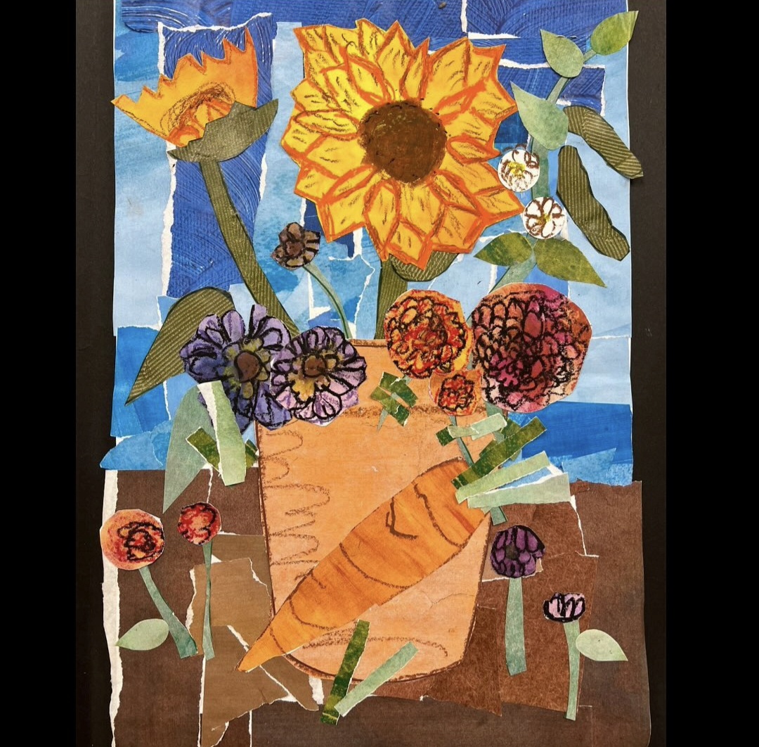 Sunflower mixed media collage
