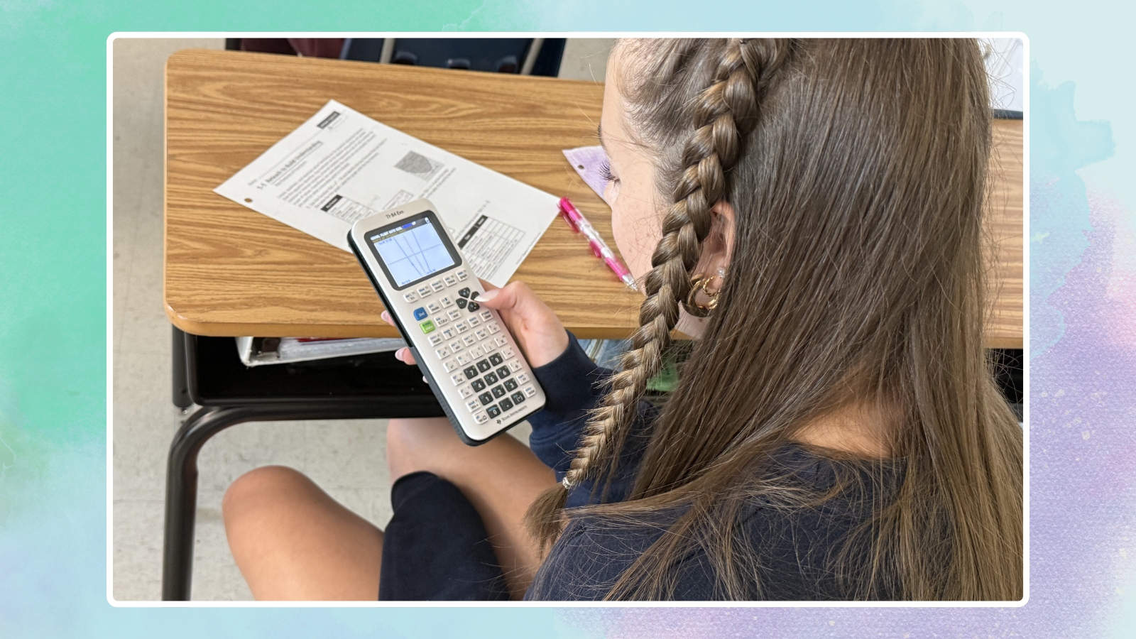 Image of student using a TI-84 EVO