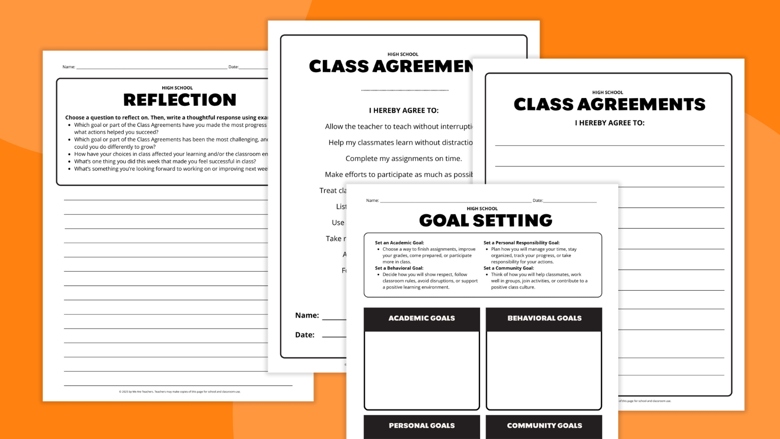 Images of classroom agreements worksheets