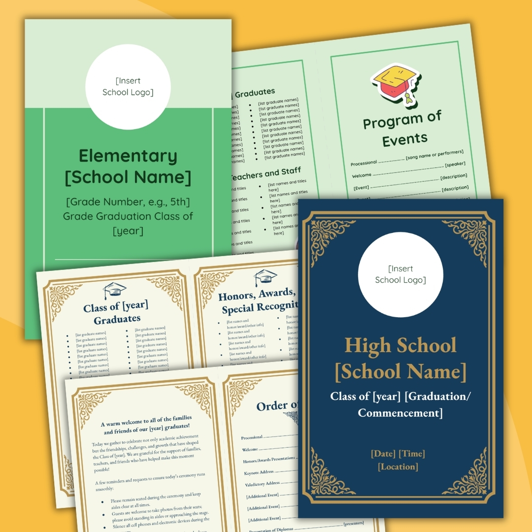 four printable examples of graduation program templates