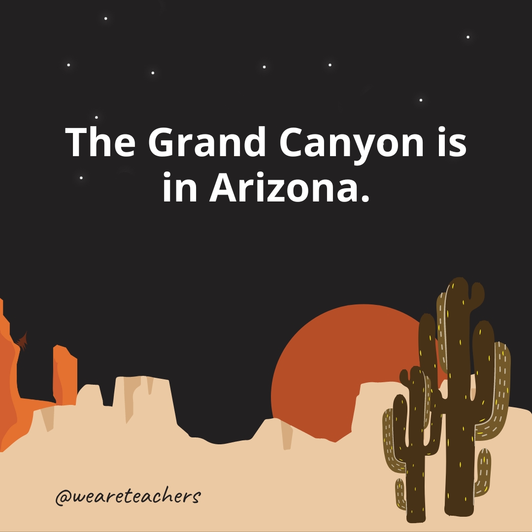 The Grand Canyon is in Arizona.