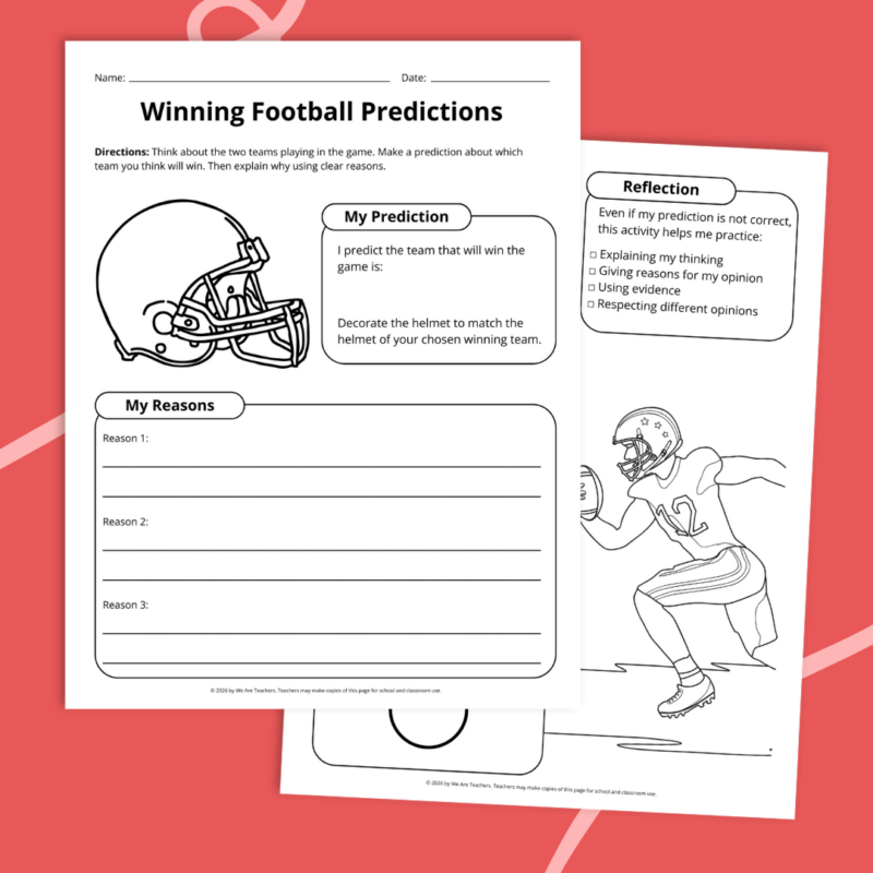 Football Worksheets printable football worksheet examples in front of a red background